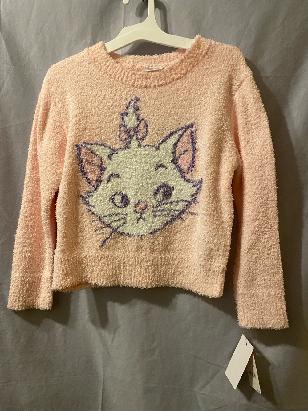 Disney Pink Fuzzy Cat Graphic Sweater